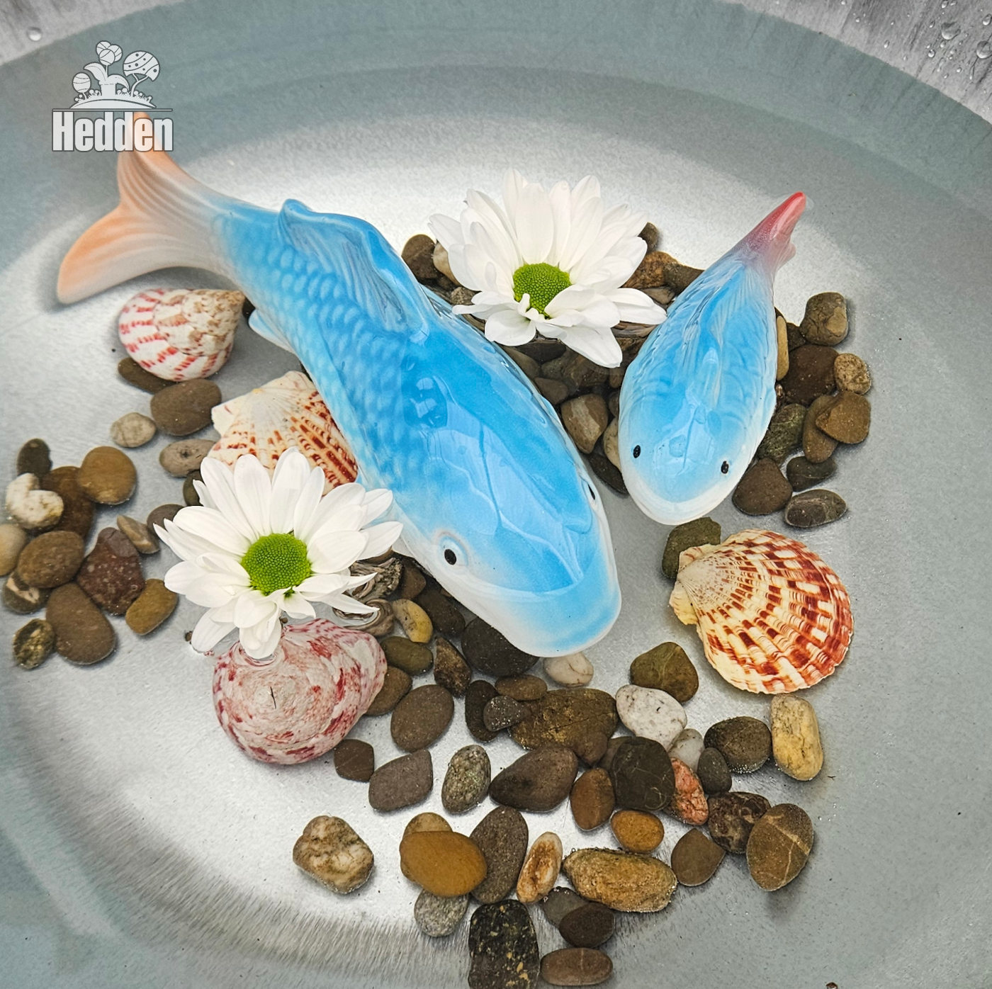 Schwimmfisch set für Teiche oder Schalen in blau